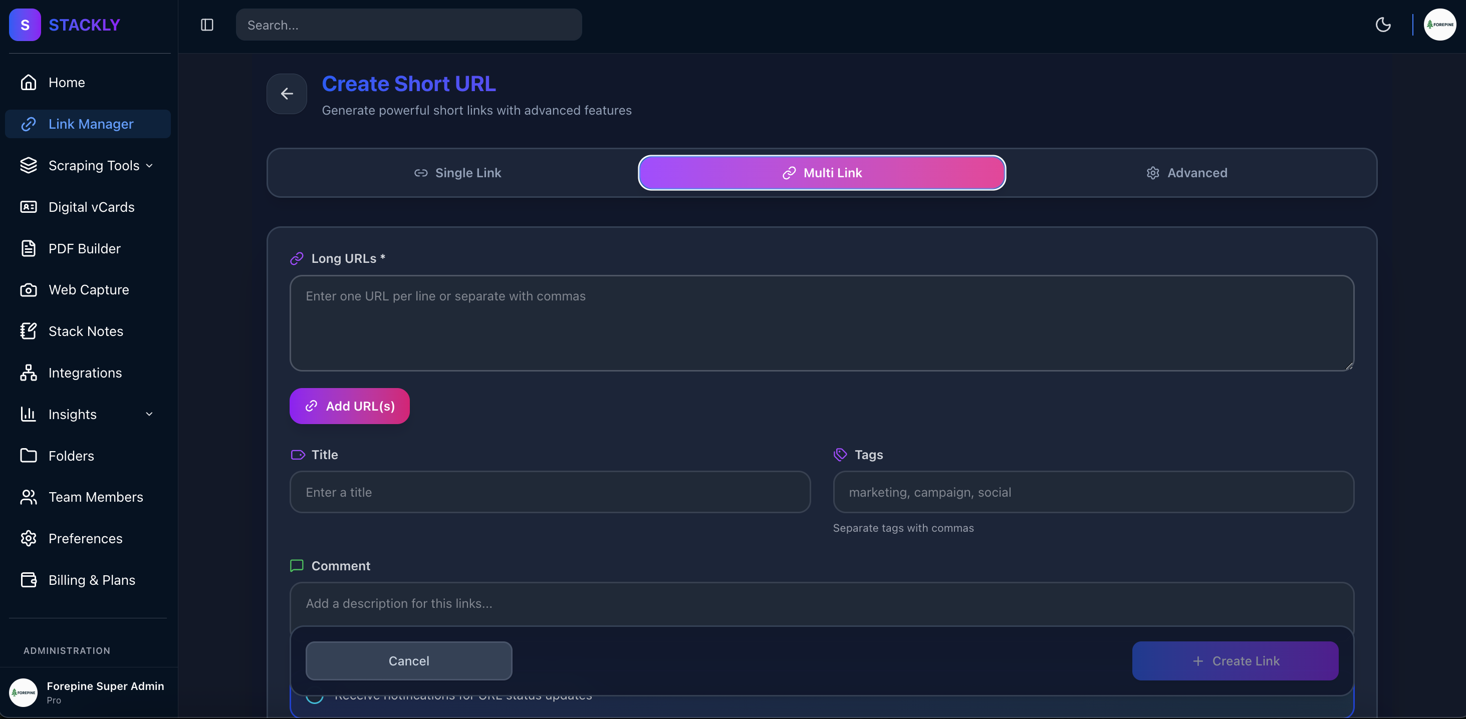 Create Multiple Short URLs